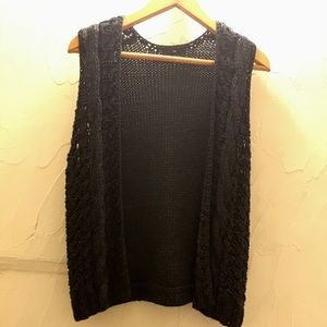 Black Silver Cable Knit Vest